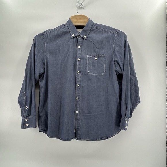 Tommy Bahama Jeans Island Crafted Cotton Tencel Blue Long Sleeve Shirt XL - Picture 2 of 13